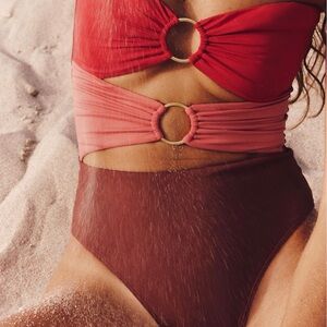 ZARA Red and Pink Cutout one piece